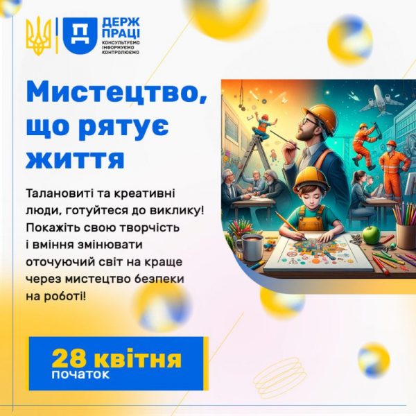 Державна служба України з питань праці проводить онлайн конкурс «Мистецтво, що рятує життя» 