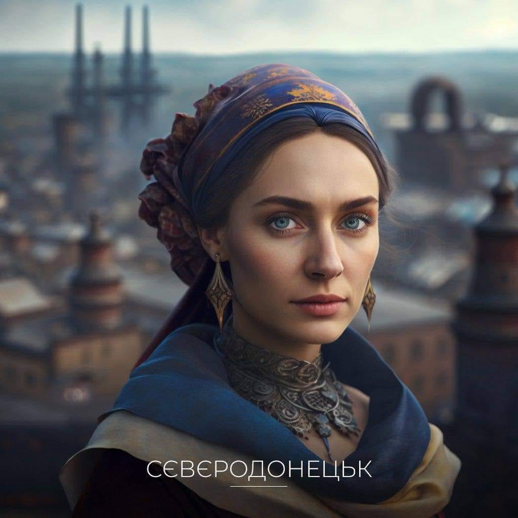 Нейромережа представила українські міста в образі жінок. Таким вона бачить Сєвєродонецьк. 