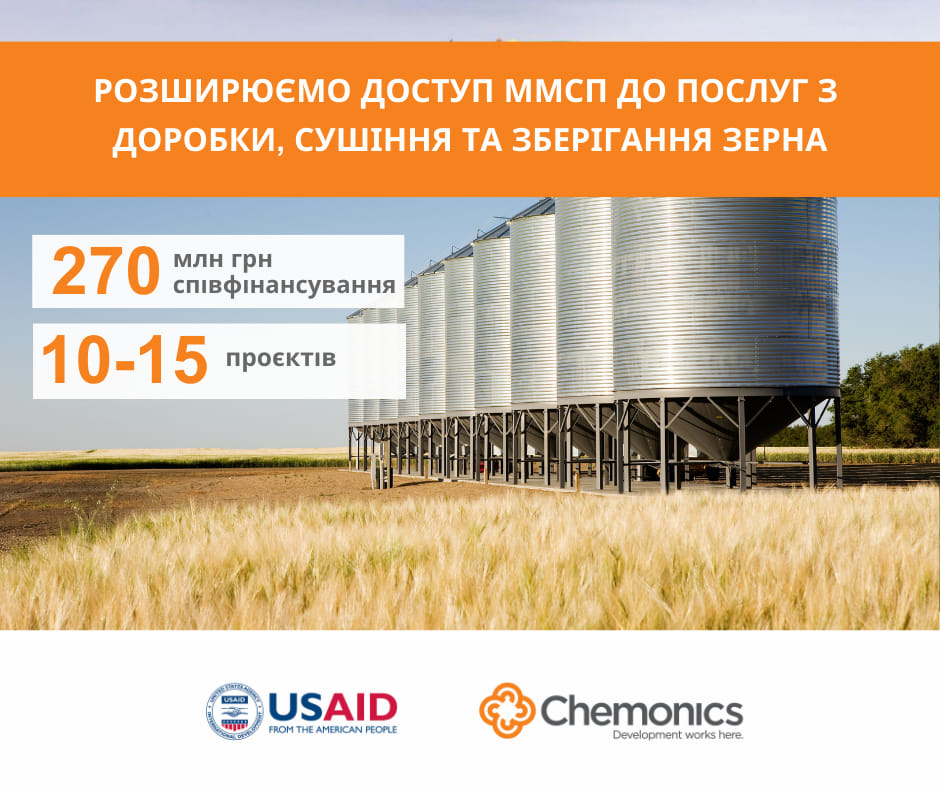 Програма USAID АГРО надасть до 270 млн грн співфінансування на розвиток потужностей з доробки, сушіння та зберігання зерна 